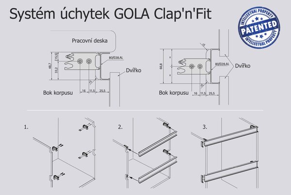 Volpato GOLA úchytkový profil "J" černá matná Rozměr úchytky (mm): 2100