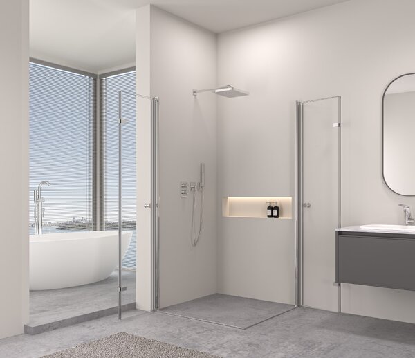 Erga Berlin Double, sprchový kout s dvojitými skládacími dveřmi 70(dveře) x 70(dveře) x 195 cm, 6mm čiré sklo, chromový profil, ERG-V02-BERLIN-D070D0…