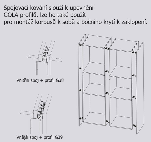 Volpato GOLA úchytkový profil "J" černá matná Rozměr úchytky (mm): 2100