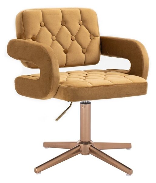 LuxuryForm DESIGN Židle ADRIA VELUR na zlatém kříži - medová