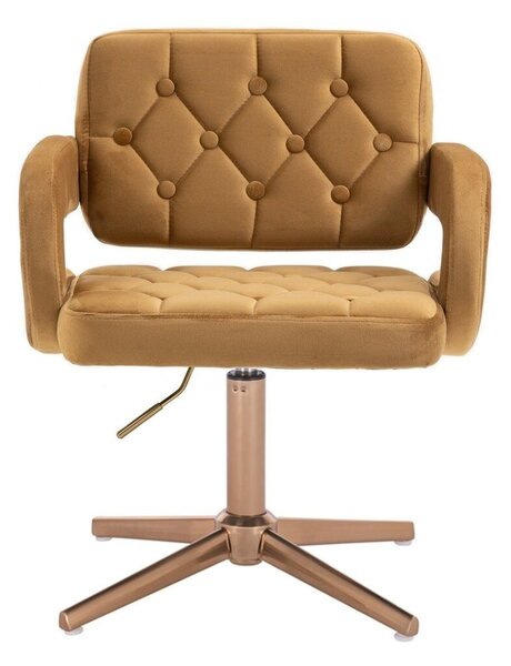 LuxuryForm DESIGN Židle ADRIA VELUR na zlatém kříži - medová
