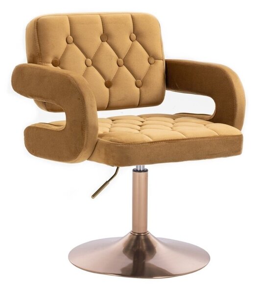 LuxuryForm DESIGN Židle ADRIA VELUR na zlatém talíři - medová