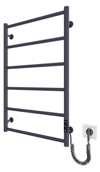 Koupelnový žebříkový radiátor CLASSIC 110W/230V 81x52 cm nerez/antracit pravá