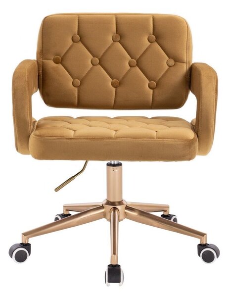 LuxuryForm DESIGN Židle ADRIA VELUR na zlaté podstavě s kolečky - medová