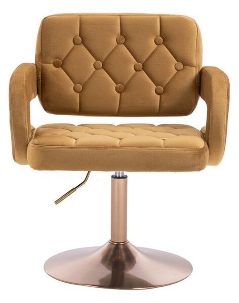 LuxuryForm DESIGN Židle ADRIA VELUR na zlatém talíři - medová