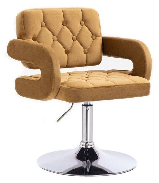 LuxuryForm DESIGN Židle ADRIA VELUR na stříbrném talíři - medová