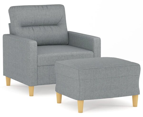 Křeslo s podnožkou světle šedé 60 cm textil 3201065