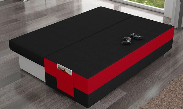 Rozkládací trojmístná pohovka NYMERIA - černá / červená