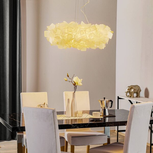 Slamp Clizia závěsné světlo Ø 78 cm, bílá, stmívatelný, Bílá / opál, Obývací pokoj / jídelna, Plast, Design