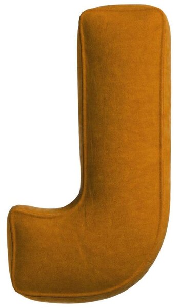 Yellow Tipi Cihlově oranžový sametový polštář písmeno J 40 cm