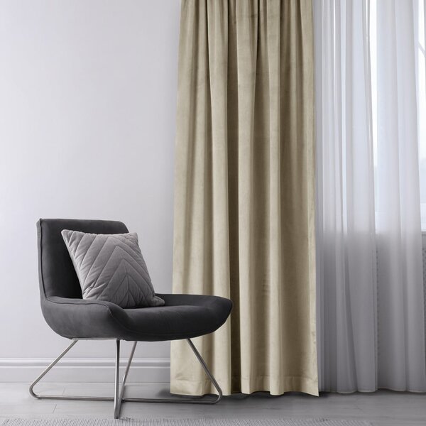 Hnědý/béžový sametový dimout závěs 140x245 cm Eyelets – Restilo