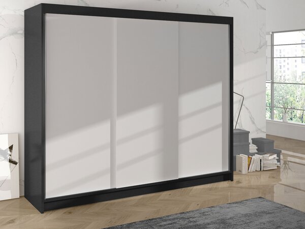 Třídveřová šatní skříň Geneva II, Barva: černá/dub artisan 5903211108785