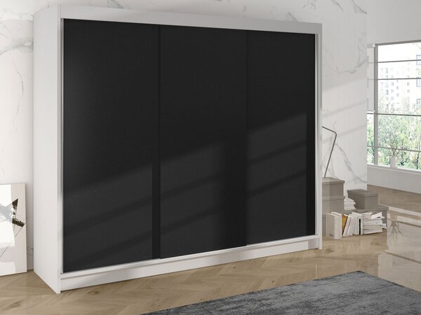 Třídveřová šatní skříň Geneva II, Barva: černá/dub artisan 5903211108785