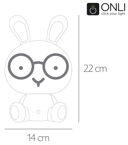 ONLI - LED Stm. dětská noční lampička PUPPIES LED/3W/230V 22 cm králíček/modrá