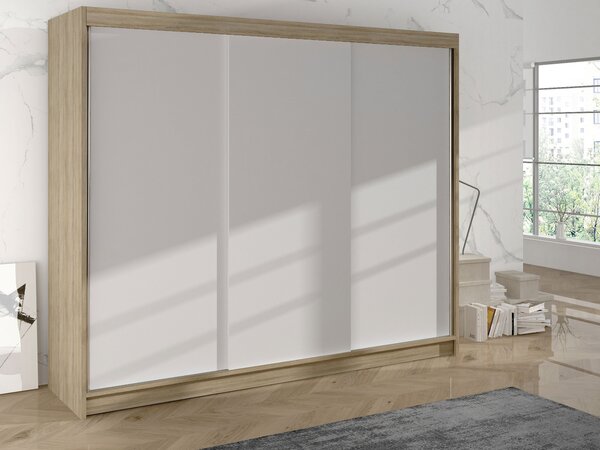 Třídveřová šatní skříň Geneva II, Barva: černá/dub artisan 5903211108785