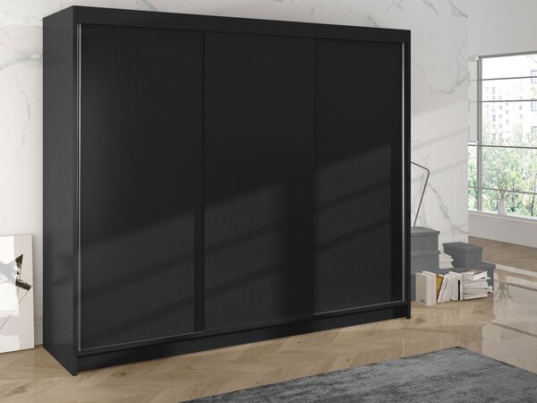 Třídveřová šatní skříň Geneva II, Barva: černá/dub artisan 5903211108785