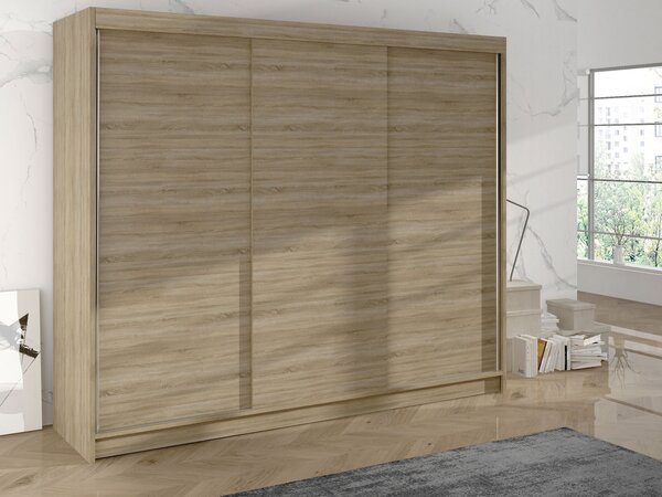 Třídveřová šatní skříň Geneva II, Barva: černá/dub artisan 5903211108785