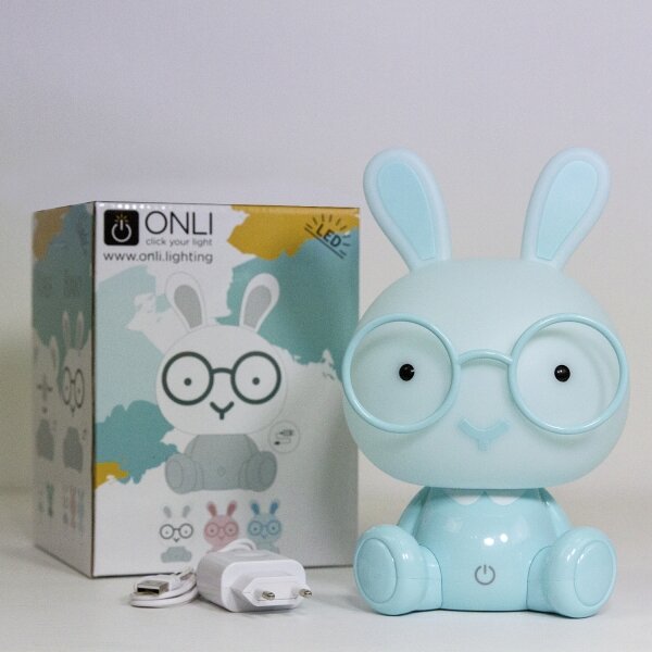 ONLI - LED Stm. dětská noční lampička PUPPIES LED/3W/230V 22 cm králíček/modrá