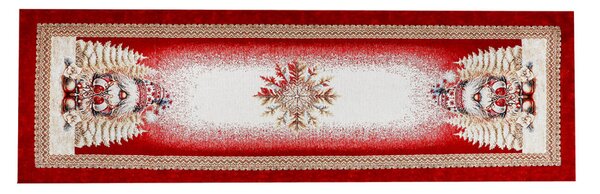 Luxusní vánoční gobelínový běhoun na stůl s vánočním skřítkem a zlatou lurexovou nití Barva Vícebarevná Rozměry 45x90 cm