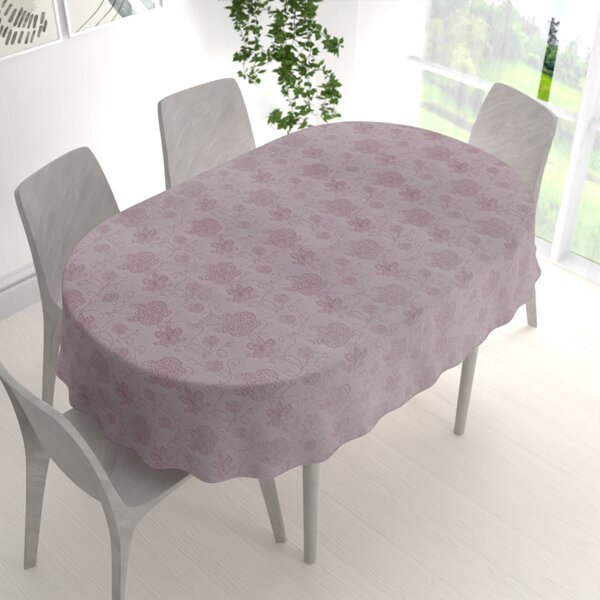 Biante Teflonový oválný ubrus TF-138 Hnědovínové květované ornamenty na starofialovém 50x100 cm