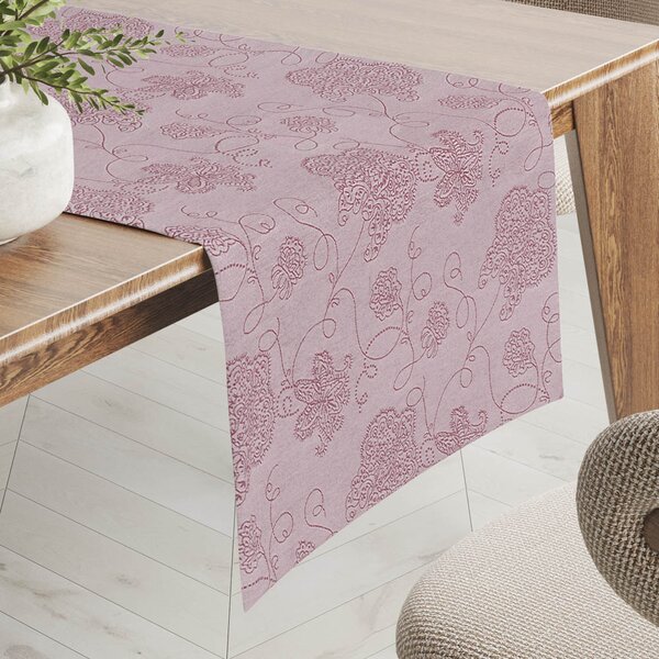 Biante Teflonový běhoun na stůl TF-138 Hnědovínové květované ornamenty na starofialovém 20x120 cm