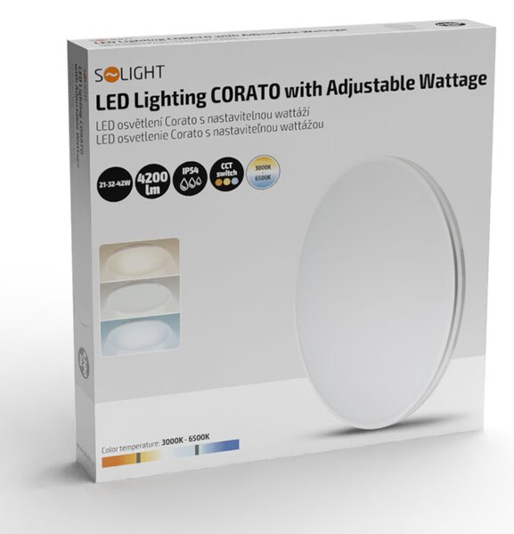 SOLIGHT LED osvětlení CORATO, nastavitelný příkon 21-32-42W, CCT, max. 4200lm, IP54