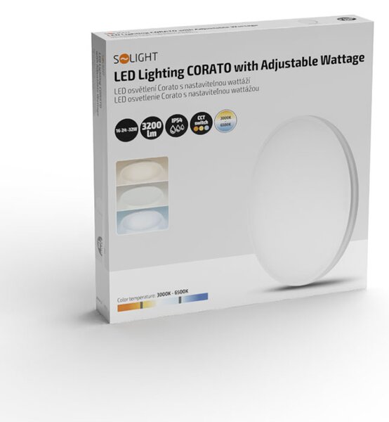 SOLIGHT LED osvětlení CORATO, nastavitelný příkon 16-24-32W, CCT, max. 3200lm, IP54