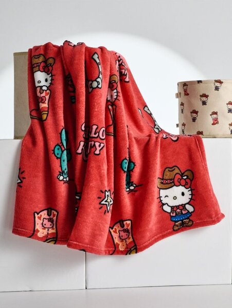 Sinsay - Přikrývka s kovbojským motivem Hello Kitty - červená