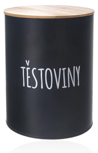 Orion Dóza na potraviny, plechová, černá, s bambusovým víkem, 2,3l, TĚSTOVINY