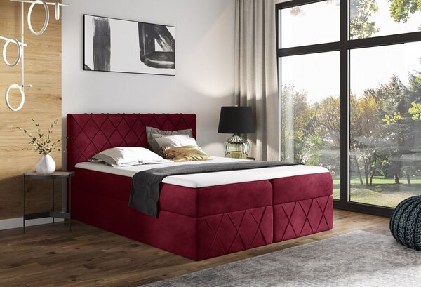 Manželská postel 180x200 PEREZ LUX - červená + topper ZDARMA
