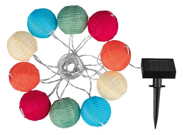 Livarno® Solární světelný LED řetěz, 10 LED (lampiony / barevná) (100407611001)