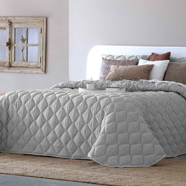Textil Antilo Šedý přehoz Rustik Grey, prošívaný, 270x270 cm Rozměr: 270x270 cm