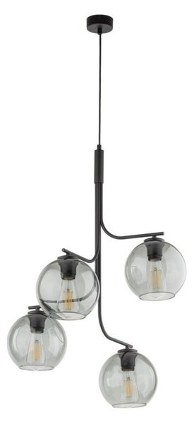 LED Lustr na lanku CESAR 4xE27/15W/230V černá/kouřová šedá