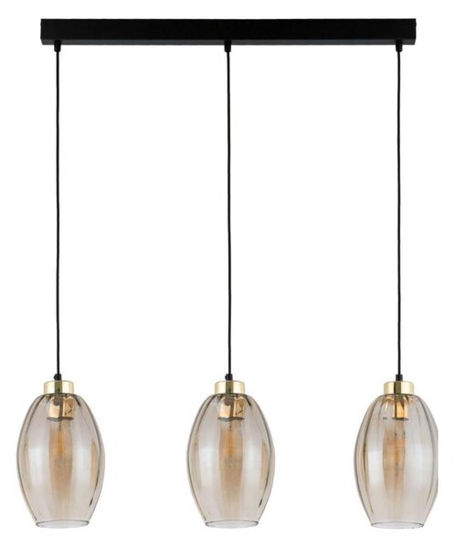 LED Lustr na lanku SEBO 3xE27/15W/230V černá/kouřová béžová