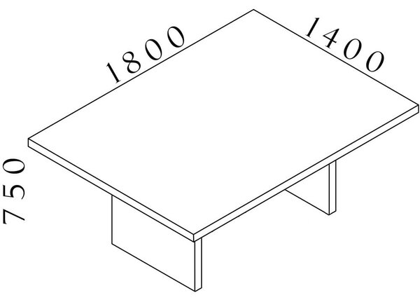 Jednací stůl Lineart 180 x 140 cm, jilm tmavý