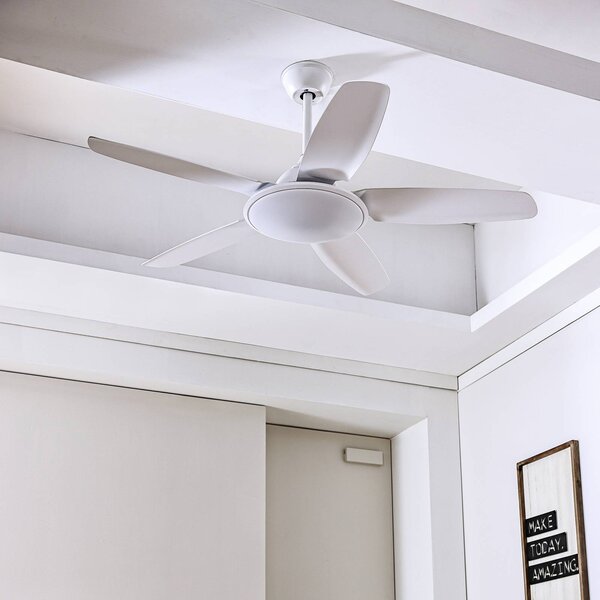Lucande Stropní ventilátor LED Divian, bílý, DC, tichý,, Bílá / opál, Obývací pokoj / jídelna, kov, Moderní