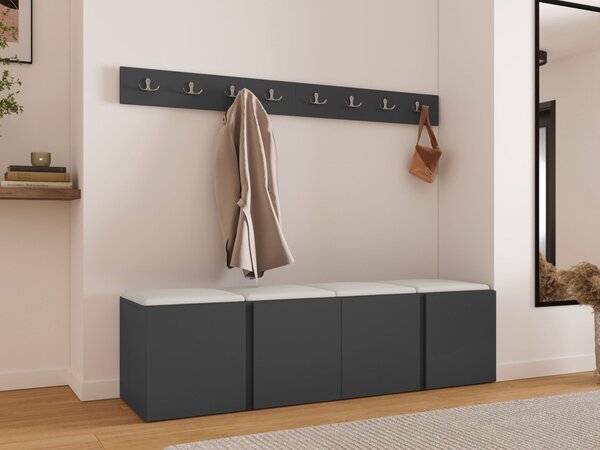 Předsíň Tavasz VII, Barva: grafit, Barva látek:: ekokůže Soft 017 (bíla) 5903211136924