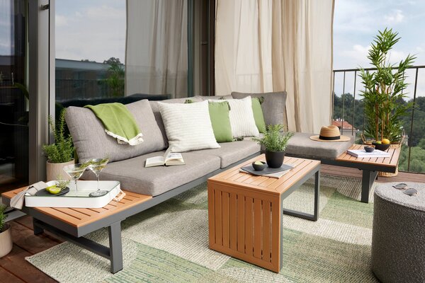 ZAHRADNÍ SEDACÍ SOUPRAVA, dřevo, kov, textil Ambia Garden