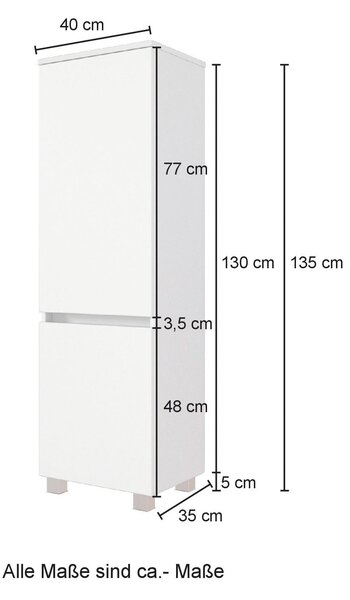 MIDI SKŘÍŇKA, bílá, barvy dubu, 40/130/35 cm Held - Úzké skříňky do koupelny, Online Only