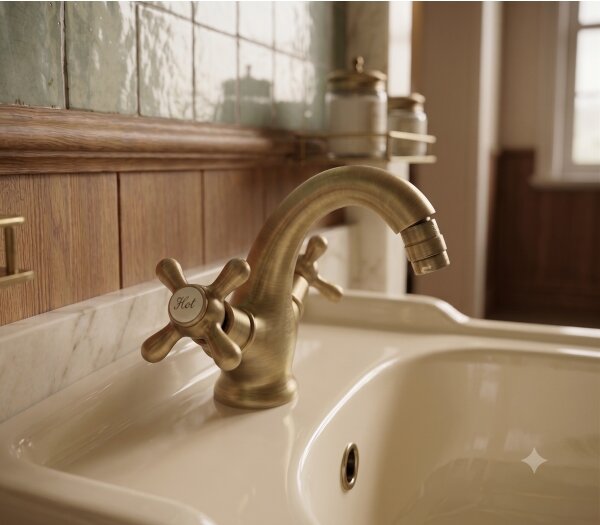 RAV Slezák MK143.0SM - Bidetová baterie + výpusť MORAVA RETRO 16 cm stará mosaz