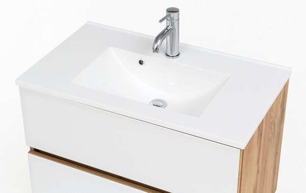 SKŘÍŇKA S UMYVADLEM, bílá, barvy dubu, 80 cm Held - Koupelnové série, Online Only