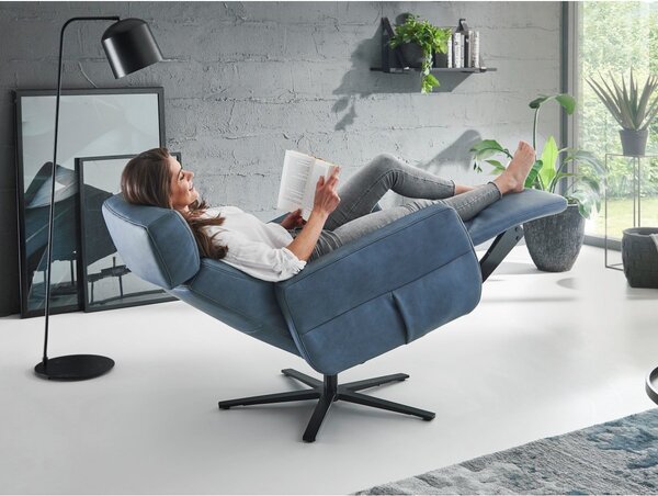 Kožené polohovací televizní křeslo RONDO LAZYLINE s manuálním polohováním