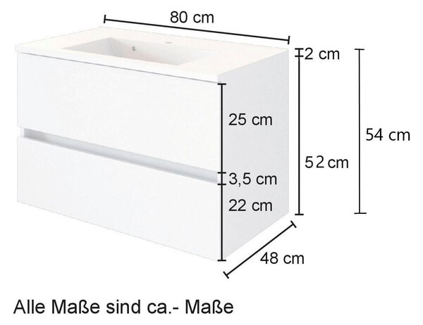 SKŘÍŇKA S UMYVADLEM, šedá, barvy dubu, barvy dubu, 80 cm Held - Koupelnové série, Online Only