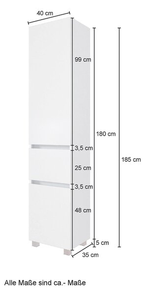 VYSOKÁ SKŘÍŇ, 40/180/35 cm Held - Koupelnové skříňky vysoké, Online Only