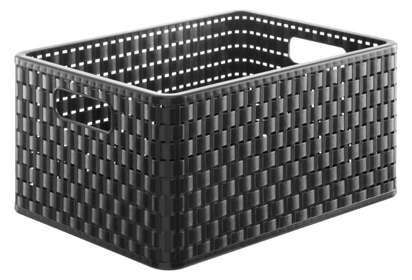 Rotho Plastový košík COUNTRY, rovný, antracit (18l - 37x28x19)