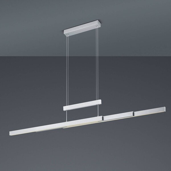 Trio Lighting Závěsné světlo LED Trajan, 2 700–5 000 K, matný nikl, stmívatelný, Hliník / šedá / zinek, Obývací pokoj / jídelna, kov, Moderní