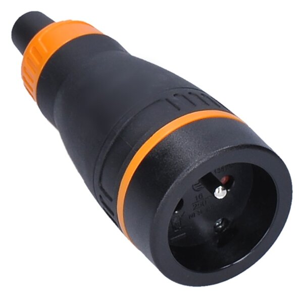 SOLIGHT Zásuvka do vlhka, přímá, IP40, černá-oranžová
