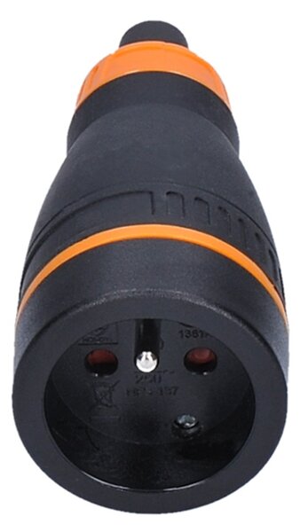 SOLIGHT Zásuvka do vlhka, přímá, IP40, černá-oranžová