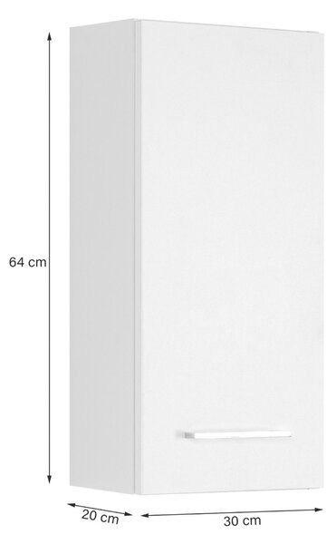 ZÁVĚSNÁ SKŘÍŇKA, dub wotan, bílá, 30/64/20 cm Held - Koupelnové série, Online Only