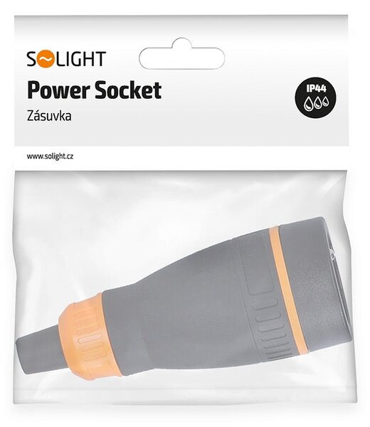 SOLIGHT Zásuvka do vlhka, přímá, IP40, černá-oranžová